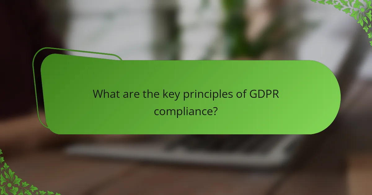 What are the key principles of GDPR compliance?