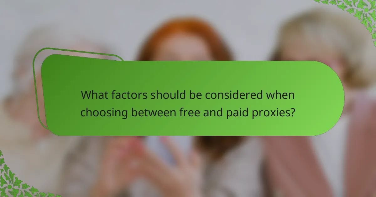 What factors should be considered when choosing between free and paid proxies?
