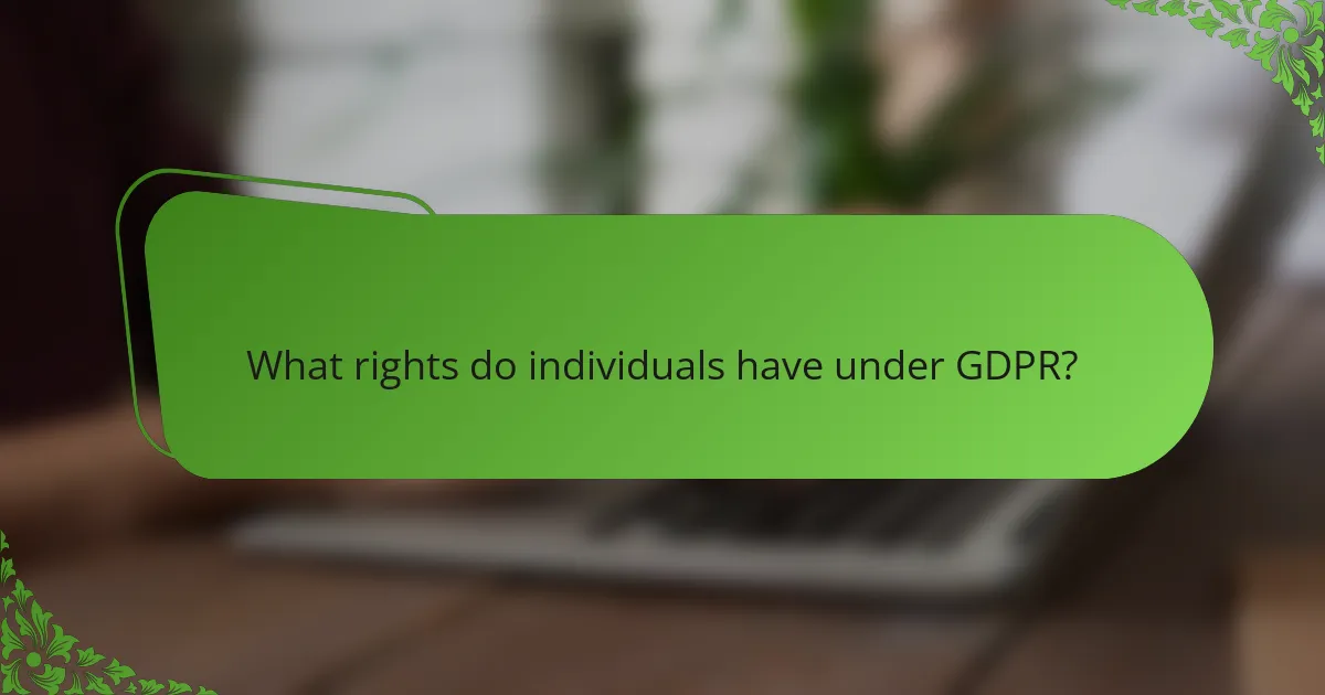 What rights do individuals have under GDPR?
